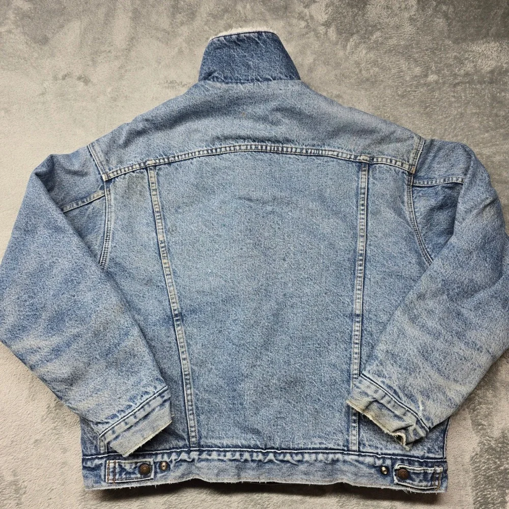 Vintage Levis Sherpa Lined Denim Trucker Jacket Mens XL Blue USA 70609-0218